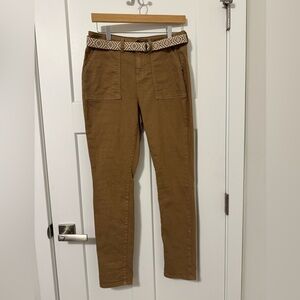 Time and Tru Brown Skinny Pants with Patterned Belt